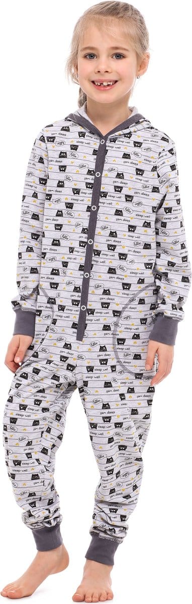Merry Style Kinder Pyjama - ronde hals - lange mouwen - lange broek met zakken - Katoen - MS-MS10-223-PJ - Melange Katzen - 110-116