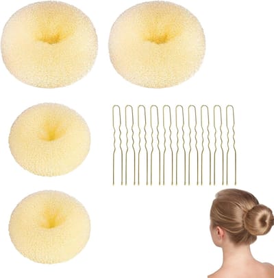 Donut Hair Bun Set 4 Pieces Hair Accessories Hair Accessories Large Small Hair Accessories Hairpins Help Updo Donut - ShopVlot