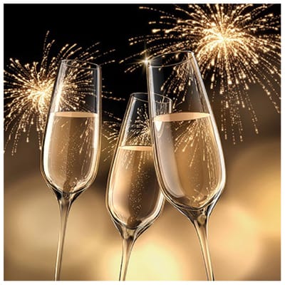 Ambiente Servetten Oud en Nieuw - 20x stuks - 3 laags - 33 x 33 cm - champagne - NYE - proosten - nieuwjaar thema
