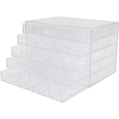Boîte à bijoux transparente à 5 couches type tiroir anti-poussière boîte de rangement transparente pour bijoux 120 white