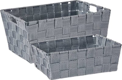 Kast/badkamer opbergmandjes - Set van 8x stuks - Zilvergrijs in 2 formaten 30 x 20 x 14 cm en 24 x 20 x 8 cm