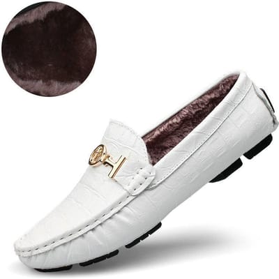 Lente en Herfst Gommino Heren Britse Instappers Echte Leer Instappers Casual Mode Leren Schoenen Grote Maten Zakelijke Herenschoenen 40 white