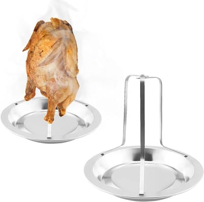 Kip Roosterrek met Drip Pan voor Oven, Verticaal Kippenhouder en BBQ Gereedschap voor Perfecte Roosterresultaten