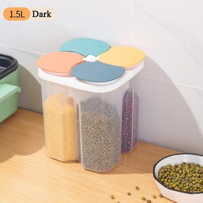 Keuken Granen Opbergdoos Plastic 4 Roosters Granen Verzegelde Pot Voedsel Container Vochtbestendige Graan Tank Vers Houden doos