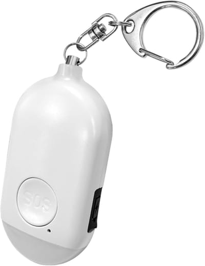 Persoonlijk alarm - Zelfverdediging - Noodsignaal sleutelhanger - LED lamp- Noodsignaal - Personal alarm - 130 dB - Veilig over straat - Self defense - Flits - USB oplaadbaar - Compact - Wit - Jonyx
