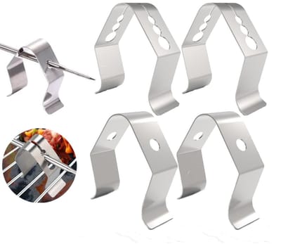 Set van 4 RVS Veiligheidsmeetklemmen voor Grill en Temperatuurmeting, Flexibele Meetclips voor Thuis, Hotel en Winkel, Geschikt voor Diverse Maten