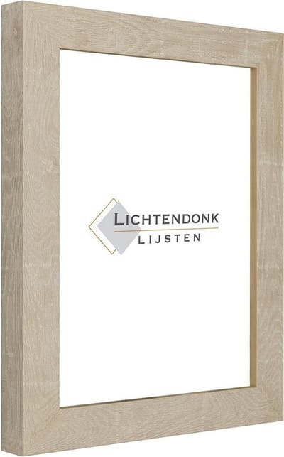 Fotolijst Zand Bruin - Houtlook - Fotomaat 13x13 - Ontspiegeld Glas - Art.nr. 55-541