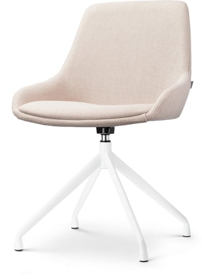 Nolon Nola-Isa Eetkamerstoel Draaibaar Beige - Stof - Wit Onderstel - Design - Scandinavisch - Comfortabel