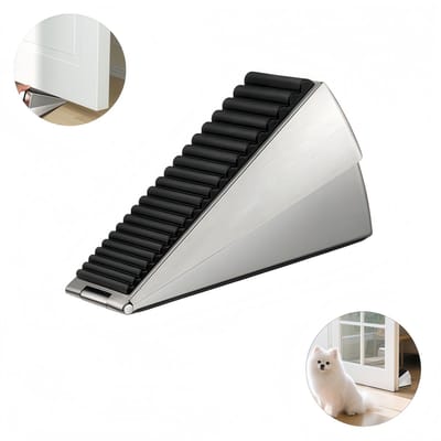 1 stuk - Deurstopper - Stevige deurstopper - Wigvormige hoge deurstopper - met verstelbare veer - Rubberen deurstopper - Verhoogde deurstopper - 12,8*7,5cm - Zilver - Verstelbare hoogte - Duurzaam - Deurstopper van roestvrij staal - Geschikt voor all