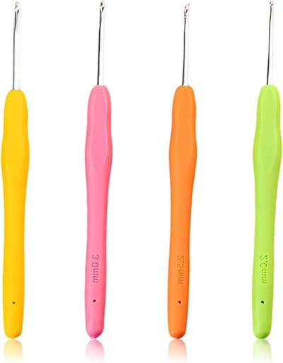 Set van 4 haaknaalden, 2 mm tot 3.5 mm, ergonomische handgreep voor haken van sjaals, handschoenen en accessoires