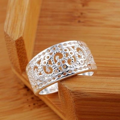 925 Sterling Zilver Vintage Hol Patroon Brede Trouw Zilveren Ringen voor Dames Heren 8 brown