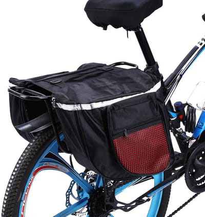 Allecto - Dubbele Fietstas - Waterdichte Achtertas - Reflecterend Ontwerp - Zwart en Rood - Fietstas voor Buitenrijden - 25 Liter - Geschikt voor F...