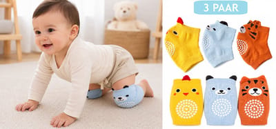 Baby Kniebeschermers Kruipen Ergonomische pasvorm – Knie Sokjes met Antislip – Kruipbeschermers - 3 Paar Knie Sokken Baby – Bescherming voor Kruipende Baby’s – 6-24 Maanden – Unisex Dieren Design