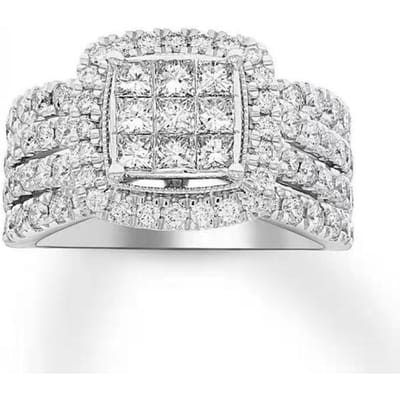 Elegante Bling Iced Out Vierkante Zirconia Damesring Met Witte Aaa Kristallen Strass Steentjes Voor Vrouwen Feest Bruiloft Sieraden 9