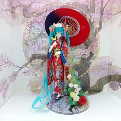 Mooie NIEUWE in doos Anime Hatsune Miku kimono Paraplu Mooi meisje serie PVC Actiefiguur Model speelgoed Ornamenten fans cadeaus gray