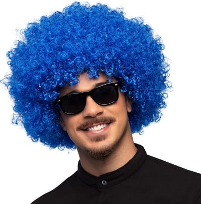Boland - Pruik Groove blauw Blauw - Afro - Kort - Unisex - Danser/danseres - 70's, 80's & 90's - Disco