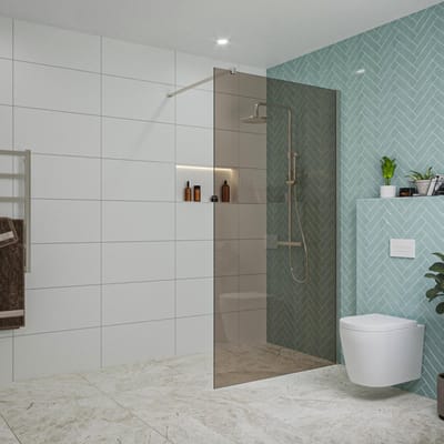 FugaFlow Eccelente Vetro inloopdouche badkamer - 110x200cm - rookglas - wandarm - geborsteld RVS