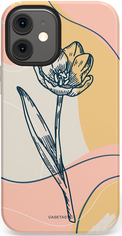 Casetastic Hoesje Geschikt voor Apple iPhone 12 Mini - Stijlvolle Beschermende Duo-layer Case - Lente tulp