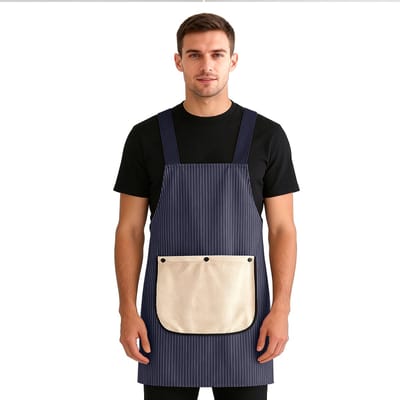 Schort - 70 cm - Water- en oliebestendig - Stofdicht en ademend - Keukenschort - Afneembare handdoek - Barbecue-schort - Bakschort - Keramiekschort - Schort met gekruiste banden op de rug - Met zakken