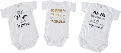 romper baby set met tekst jongen meisje korte  mouw 3 stuks| papa beste, superwoman mama, ik ben het mooiste cadeautje dit jaar| maat 50-56 | kraamcadeau kraamkado aankondiging bekendmaking zwangerschap cadeau voor de liefste aanstaande