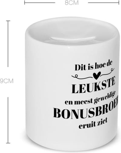 Akyol - dit is hoe de leukste en meest geweldige bonusbroer eruit ziet Spaarpot - Broer - meest leukste bonusbroer - verjaardag - cadeautje voor broer - broer artikelen - kado - geschenk - 350 ML inhoud