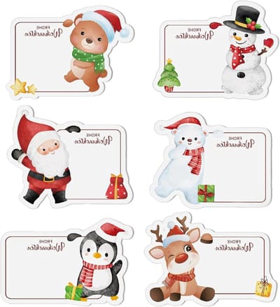 Set van 120 Kerststickers voor Schrijven, Zelfklevende Cadeaulabels met Diverse Ontwerpen, Persoonlijke Stickers voor Cadeaus en Kerstdecoratie