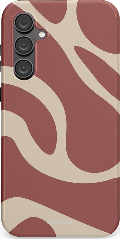 Casetastic Hoesje Geschikt voor Samsung S23 FE - Stijlvolle Beschermende Duo-layer Case - Terracotta Mediterranee Golven