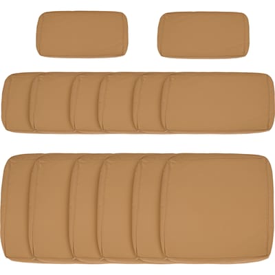 Outsunny Set van 14 reservekussenhoezen voor tuin, woonkamer - 6-zits kussen, 8 hoezen Kussen achterkant - bruin Polyester waterafstotende ritsen