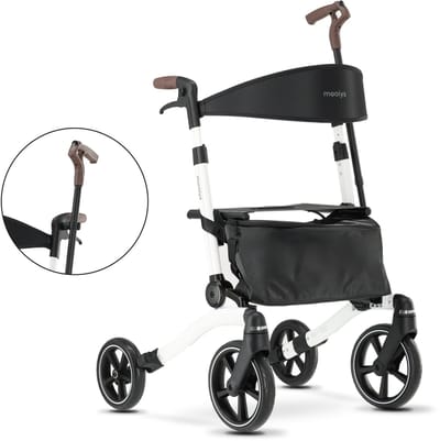 Mooiys Luxe Rollator - Opvouwbaar - Met zitje - Wandelstokhouder - Wit