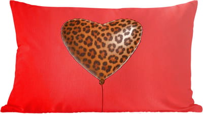 Sierkussens - Kussentjes Woonkamer - 60x40 cm - Ballon - Hartvormig - Rood - Panterpatroon
