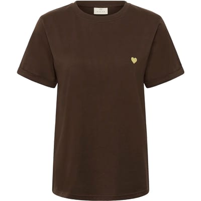 Kaffe KAheart T-Shirt Dames T-shirt - Coffee Bean/Sunlight heart