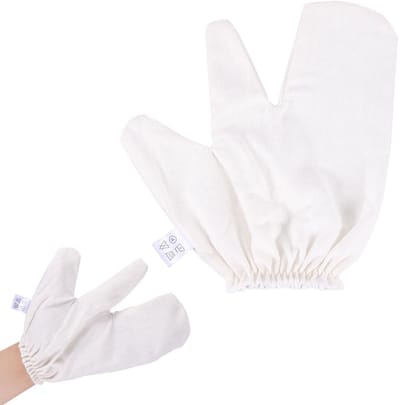 Dailygoods- Massagehandschoenen Exfoliërend - Droog Borstelen - Lymfemassage - Moerbeizijde - 22x19 cm - Verbeteren Huidtextuur - Exfoliatiehandschoenen