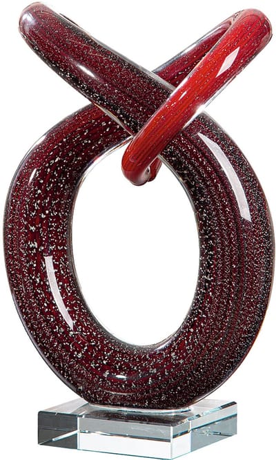 Handgemaakt glas sculptuur levensloop - 8x17x24 cm - glas - rood met wit - decoratie
