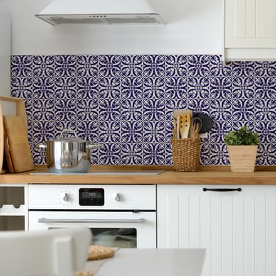 Zelfklevende tegelmuurstickers voor keuken en badkamer - 30 witte Azulejo tegelstickers - 30 stickers 20x20cm