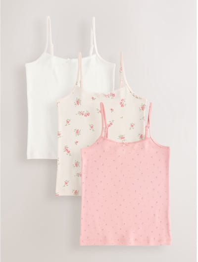 Next - Meisjes - Verpakking van 3 cami topjes met bandjes en print - Roze