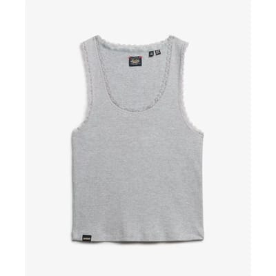 Superdry - Vintage hemdtopje met kanten boord - Dames - Vesten