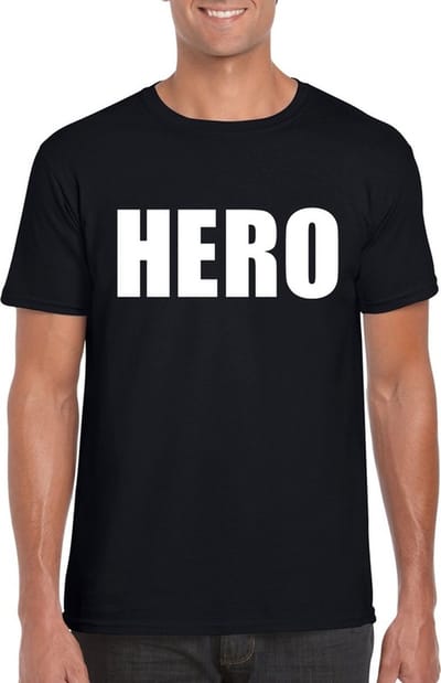 Hero tekst t-shirt zwart heren S