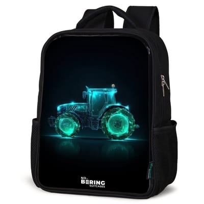 NoBoringSuitcases.com® - Rugzak zwart - Schooltas jongen & meisje - Neontractor op zwarte ondergrond - Rugtas voor school - Boekentas kind - Schoolrugzak - Kinderrugzak