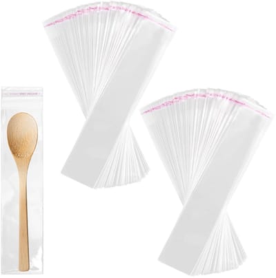 Dailygoods - Transparante, zelfklevende cellofaanzakjes, 200 stuks, 5 x 15 cm lange cellofaanzakjes, 50 µm zelfklevende sluiting, cellofaanzakjes, kleine plastic zakjes voor snoep, sleutelhanger, horloge