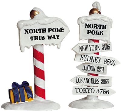 Lemax - North Pole Signs -  Set Of 2 - Kersthuisjes & Kerstdorpen