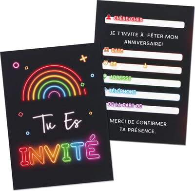 Allecto - Uitnodigingskaarten - 12 Rainbow kaarten - Perfect voor kinderfeestje - Kleurrijk ontwerp - Creatief en leuk - Geschikt voor kinderen - F...