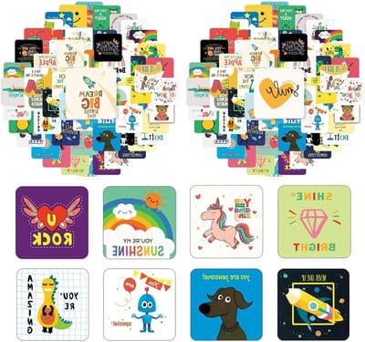 Schattige cartoonkaarten voor kinderen - Aanmoedigingskaarten en lunchboxdecoraties - Creatieve speelkaarten met 120 designs