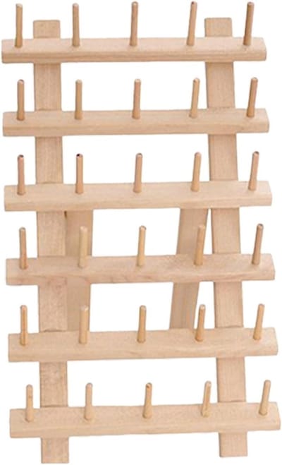 Houten Draadrek - Garen Organisator - Naaiwerk Opbergen - Opvouwbaar Ontwerp - 30 Spoelen - Houtkleur