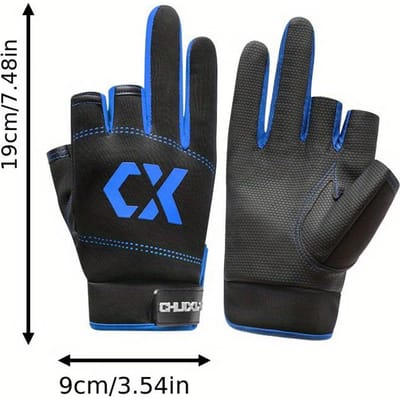 1 paire de gants de pêche antidérapants, protection solaire, imperméables, ultra-minces, pêche en mer Luya à trois doigts Thickening type black