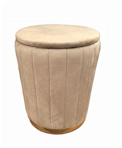 Poef met opbergruimte - Ø 32 cm - fluweel - petrol