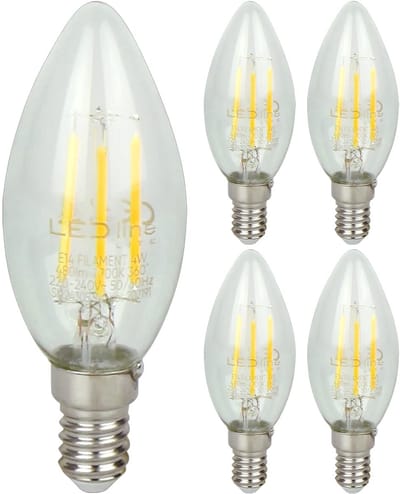 LED line LITE LED Filament Kaarslamp C35 E14 - 4W (vervangt 40W) - 480lm - Ø35mm - 230V - Energiezuinig - 5 stuks