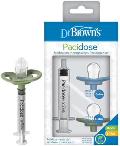 Dr. Brown's Pacidose Medicijndispenser Baby – BPA-vrije Orale Spuit met Fopspeen | 0-6 & 6-18 Maanden
