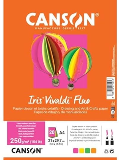 Gekleurd Tekenpapier A4 240g - Neonkleuren, 20 Vellen