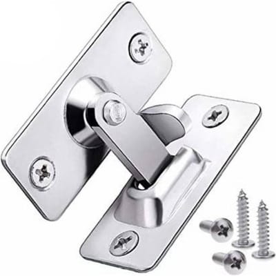 Verrouillage de porte à 90 degrés pour portes de grange intérieures Loquet à pêne crochet en acier inoxydable Loquets pour zone de fenêtre Serrures d'armoire Serrure d'angle pour porte coulissante Quincaillerie argenté