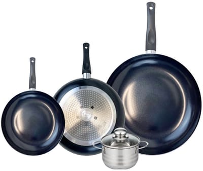 Set van 3 Koekenpannen 20, 24 en 32 cm en 1 braadpan 12 cm Elo Prima Brillant